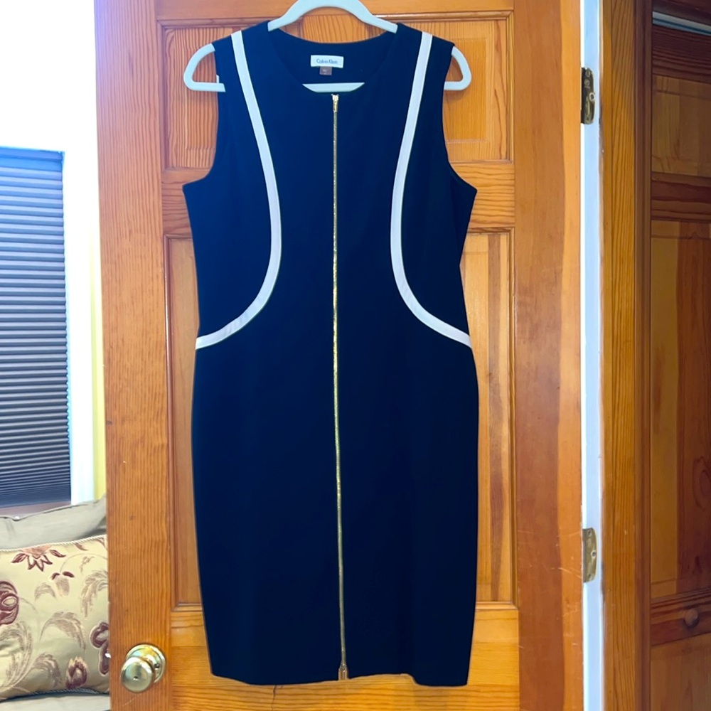 Elegant Black Dress with White Accents